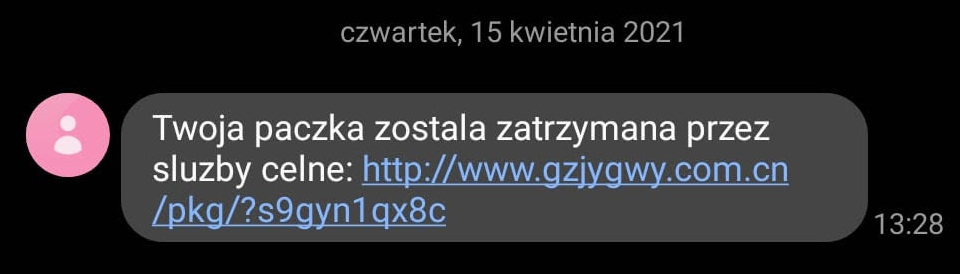 SMS z informacją o problemie z przesyłką