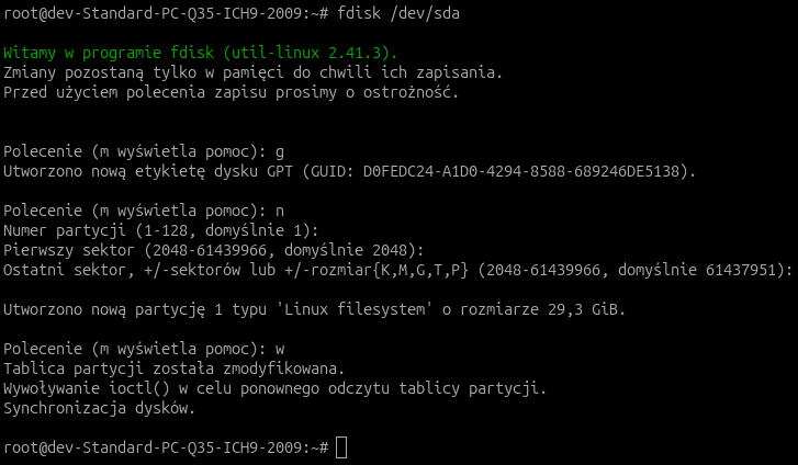 fdisk – partycjonowanie