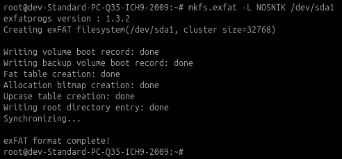 mkfs.exfat – formatowanie