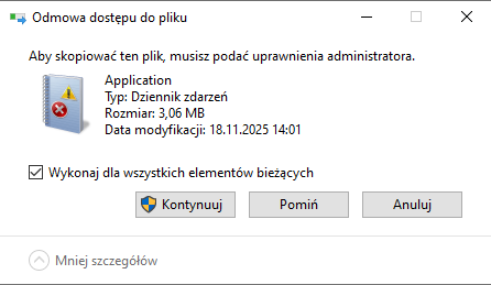 Zapytanie o uprawnienia administratora