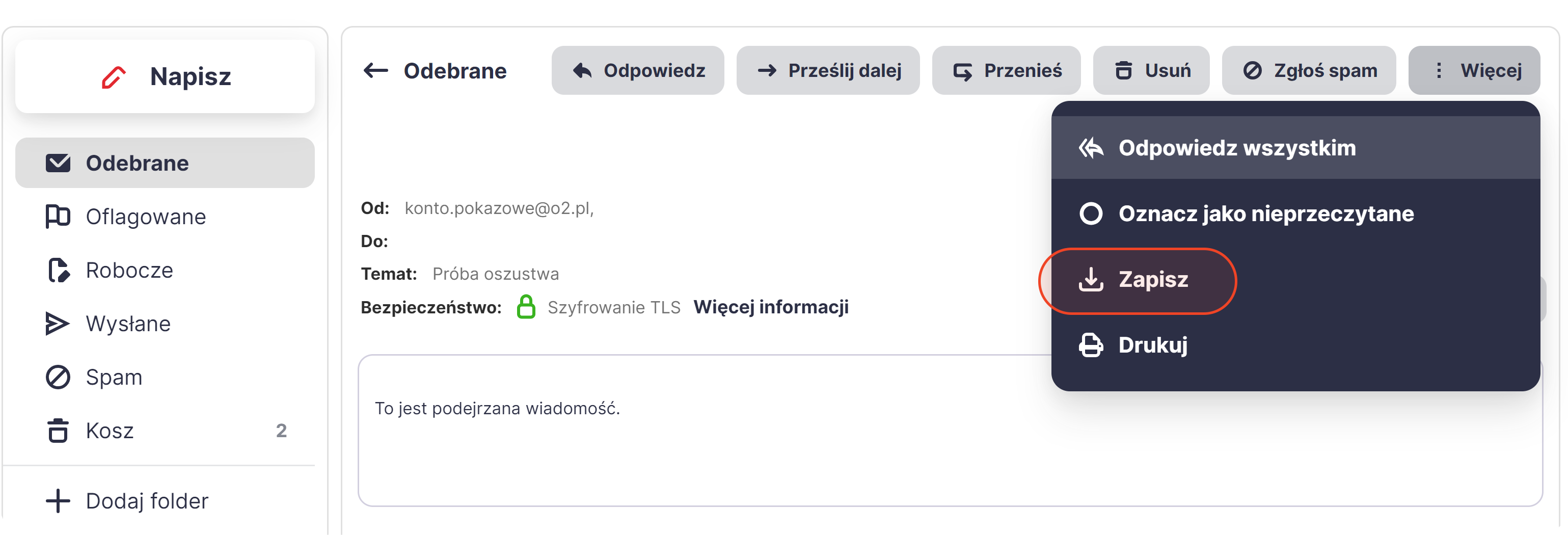 Opcja Zapisz w poczcie WP