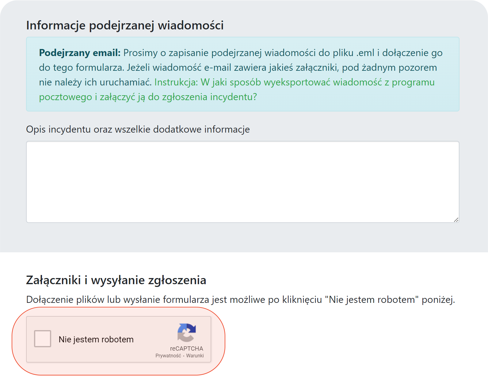 Weryfikacja Nie jestem robotem