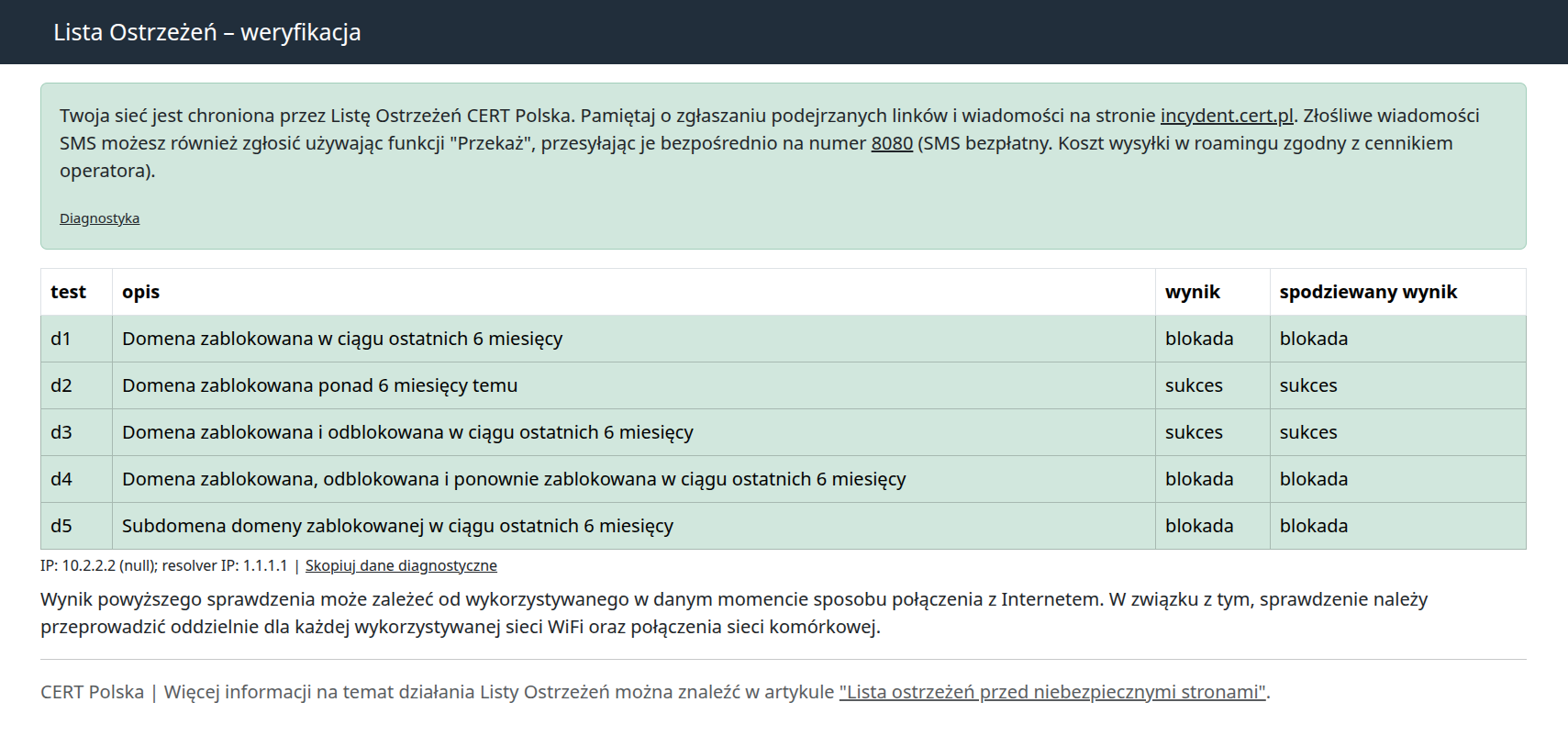 Screenshot lista.cert.pl